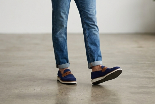 Navy Suede Loafers