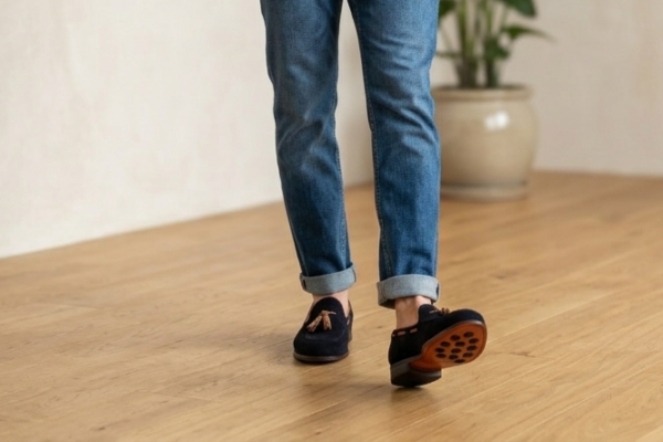 Navy Suede Tassel Loafers