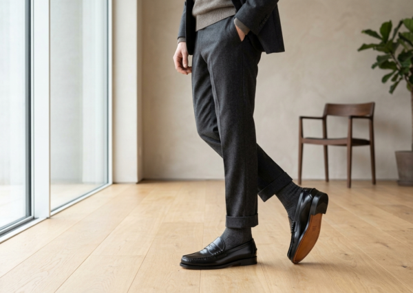 mens-black-leather-loafers-model Black Leather Loafers