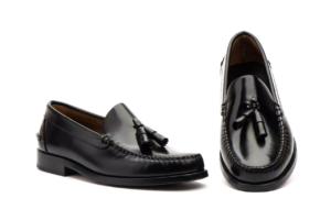 Men’s Black Leather Tassel Loafers Crafted in Spain