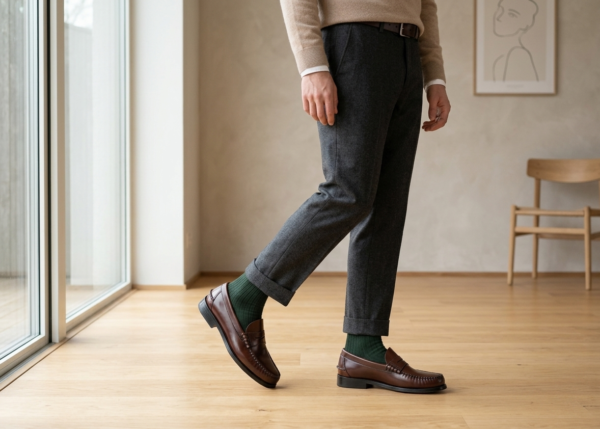 mens-brown-leather-loafers-model Brown Leather Loafers