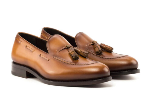 mens-loafers-cognac-front Cognac Leather Tassel Loafers