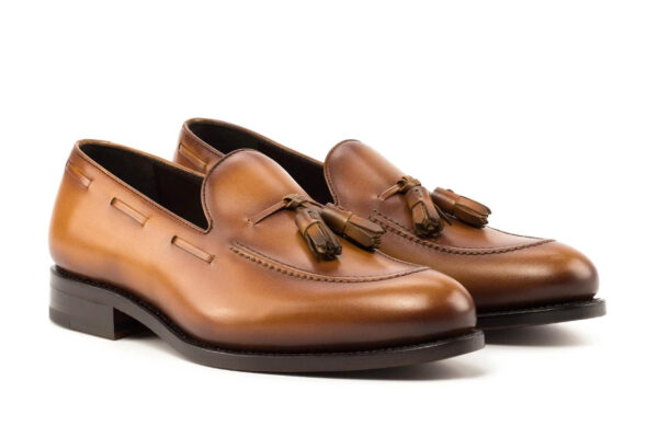 Cognac Leather Tassel Loafers