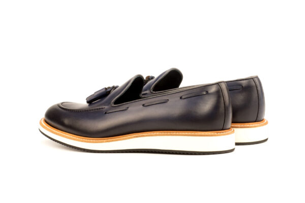 Dark Navy Leather Tassel Loafers