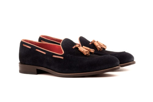 mens-loafers-navy-suede-tassels-front Navy Suede Tassel Loafers