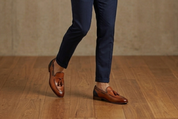 Cognac Leather Tassel Loafers