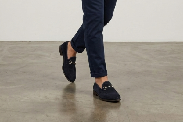 Dark Navy Suede Loafers