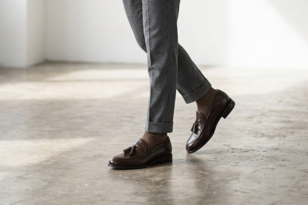 Dark Brown Leather Tassel Loafers