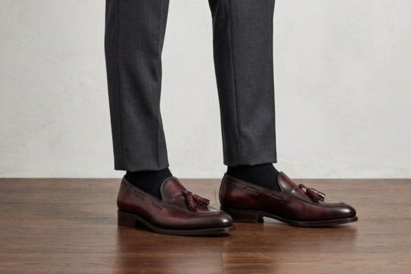 Burgundy Leather Tassel Loafers