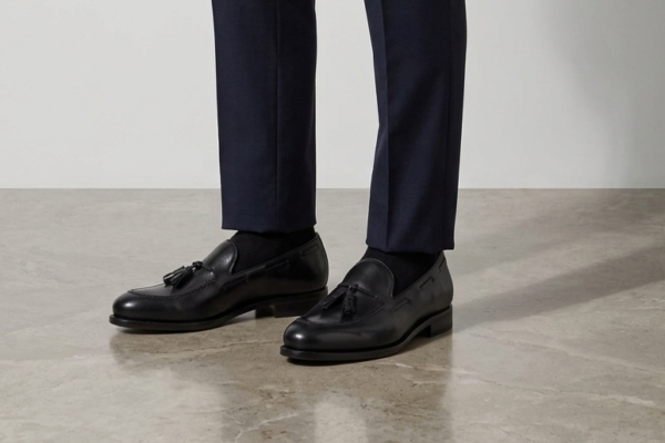 Black Leather Tassel Loafers